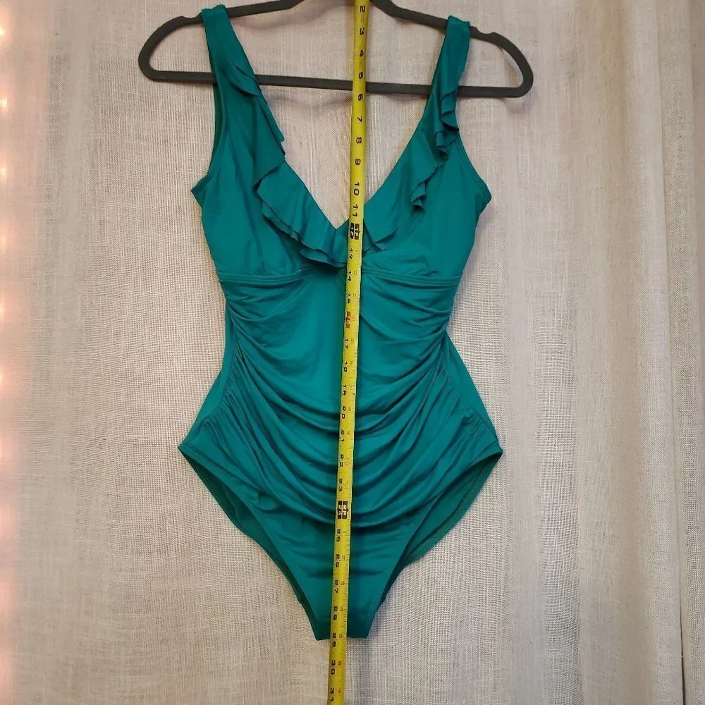 Lauren Ralph Lauren Teal Onepiece With Ruffles